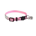Collier rose réfléchissant pour animaux avec clochette et motifs de pattes - Rose