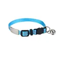 Collier réfléchissant bleu en nylon pour animaux avec clochette et plaque gravable - Bleu lac