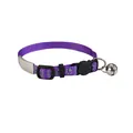Collier pour chat en nylon violet réfléchissant avec clochette et plaque personnalisée - Violet