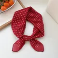 Red silk scarf with white polka dots, vintage Korean style neck wrap or headband decoration - Red Polka Dot