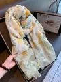 Elegant Bohemian floral sunscreen shawl with intricate yellow flower patterns for women - Small Yellow Flower