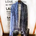 Bohemian paisley print sun protection shawl in blue and grey dual-tone for women - Contrast Paisley