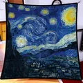 Van Gogh Starry Night 90cm silk square scarf with vibrant artistic oil painting print - Large Square / Starry Sky