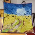 Silk square scarf with Van Gogh's Wheatfield with Crows oil painting print 90cm - 90*90cm / Large Square / Wheatfield with Crows