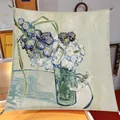 Van Gogh oil painting style 90cm square silk scarf featuring a vibrant floral bouquet print - 90*90cm / Large Square / Carnations in a Vase