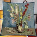 Van Gogh oil painting gladioli floral pattern 90cm square silk scarf for women - 90x90cm / Van Gogh - Phoenix Flowers