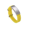 Yellow wave silicone sports bracelet with blank stainless steel ID plate for men - Steel Case / Yellow Band