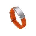 Vibrant orange silicone ocean strap sport bracelet with engravable stainless steel plate - Steel Case Orange Strap