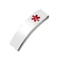 Polished stainless steel curved bar medical alert ID plate for DIY bracelets - Medical Symbol Style / 10x3mm / Silver