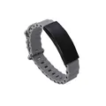 Simple minimalist grey ocean silicone sports bracelet with curved black stainless steel plate - Black Case Gray Strap