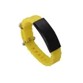 Yellow ocean-style silicone sports bracelet featuring a sleek black curved metal plate detail - Black Case / Yellow Band
