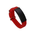 Red silicone ocean strap sports bracelet with black stainless steel ID plate - Black Case / Red Band