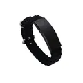 Sleek black silicone sports bracelet featuring a customizable black stainless steel ID plate - Black Case / Black Band