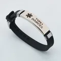 Verstellbares medizinisches Silikonarmband mit Typ-1-Diabetes Gravur aus Edelstahl - Typ 1 Diabetes Stil