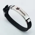 Medizinisches Silikon-Armband für Diabetiker mit Edelstahlplatte - Diabetes-Warnstil