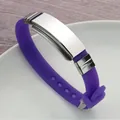 Purple silicone sports bracelet with blank stainless steel plate for DIY - Purple Blue