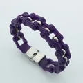 Trendy 14mm purple bicycle chain style silicone and metal hip hop bracelet for men - Purple