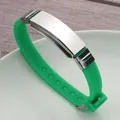 Vibrant green adjustable silicone sports bracelet featuring a DIY stainless steel blank plate - Verdant