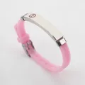 Rosa Silikon-Notfallarmband für Kinder mit Edelstahlplatte und medizinischem Symbol - Rosa