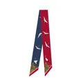Smalle zijden sjaal in Chinese stijl met kranen en traditionele architectuurmotieven - Gunstige Kraanvogels - Marineblauw / 130cm Pak