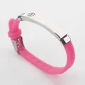Verstellbares rosa medizinisches Silikonarmband für Kinder mit Edelstahl-ID-Schild - Fuchsia