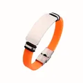 Orange silicone bracelet with blank stainless steel plate for engraving - Orange