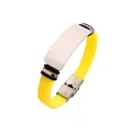 Yellow silicone bracelet with engravable stainless steel plate for men and women - Yellow
