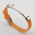 Verstellbares orangefarbenes Silikon-Notfallarmband für Kinder mit Edelstahlplatte - Orange