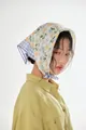 Elegant Japanese style floral headscarf featuring daisy print with cotton linen texture - 6# Blue and Yellow Small Flowers