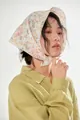 Floral cotton-linen headscarf with delicate small flower print in Japanese style - 13# Light Yellow Small Flowers