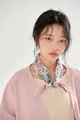Vintage French style printed cotton square scarf with bohemian pattern for beach sun protection - Pink Paisley / 58*58cm