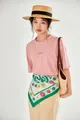 Elegant French retro floral print cotton square scarf for women summer beach style - Green Coco / 58*58cm