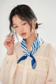 French vintage blue and white striped cotton square scarf for women summer beach headwear - Blue Horizontal Stripes / 58*58cm