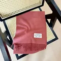 Elegant soft solid rose pink imitation cashmere scarf with decorative fringe detail - 38-180cm / Marl Watermelon Red