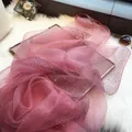 Écharpe élégante en soie de mûrier rose avec strass étincelants motif ciel étoilé - Rose Élégant