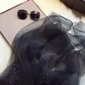 Écharpe élégante en soie de mûrier noire pour femme avec strass scintillants ciel étoilé - Noir et Gris