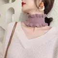 Elegant mauve knitted neck warmer with stylish ruffled edges for cozy winter warmth - 9*13cm / Dusty Pink