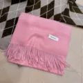 Premium soft pink solid color scarf with tassel fringe in cozy Korean aesthetic - Tassel Solid Color (300g) / 194cmx69cm / Grapefruit Red