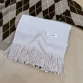 Soft smoke purple winter scarf for women with elegant tassels and minimalist design - Tassel Solid Color (300g) / 194cmx69cm / Lotus root pink