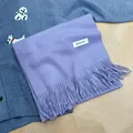 Elegant lavender purple scarf with fringe tassels, soft winter knit wrap for women. - Smoky Purple