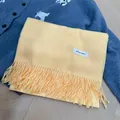 Elegant soft yellow winter knit scarf with tassels for women, Korean style fashion accessory - Goose Yellow