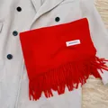 Elegant and soft solid red winter scarf with decorative long tassels for women - China Red