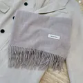 Soft and warm smoke purple winter scarf for women with elegant tassel fringe details - Dusty Mauve
