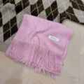 Soft pink tassel scarf shawl for women, winter warm accessory on argyle background - Heathered Pink