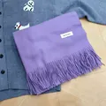 Soft purple winter scarf with tassels for women in a minimalist solid color design. - Taro Purple