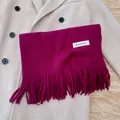 Soft magenta purple winter scarf with tassels for women, elegant solid color shawl. - Rose Purple