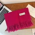 Cozy pink imitation cashmere winter scarf with fringe detail and 'different' woven label - 200cm (Includes Tassels) / Rose Red