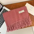 Soft dusty rose winter scarf in imitation cashmere with fringe and 'different' label - 200cm (Includes Tassels) / Dusty Pink