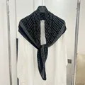 Vintage black and white pleated square scarf draped over white clothing on a hanger - 90cm / Willow Leaf-Black