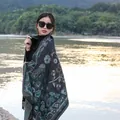 Vintage ethnic paisley shawl thickened winter scarf for travel photos shown on model - 65*200cm / Small Paisley Black